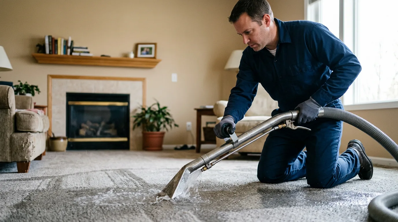 Water damage restoration technician working near Dorrance, KS